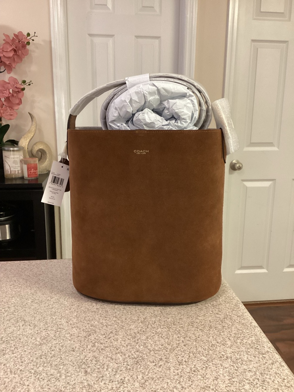 Coach Warm Brown Bleecker Suede Shoulder Bag